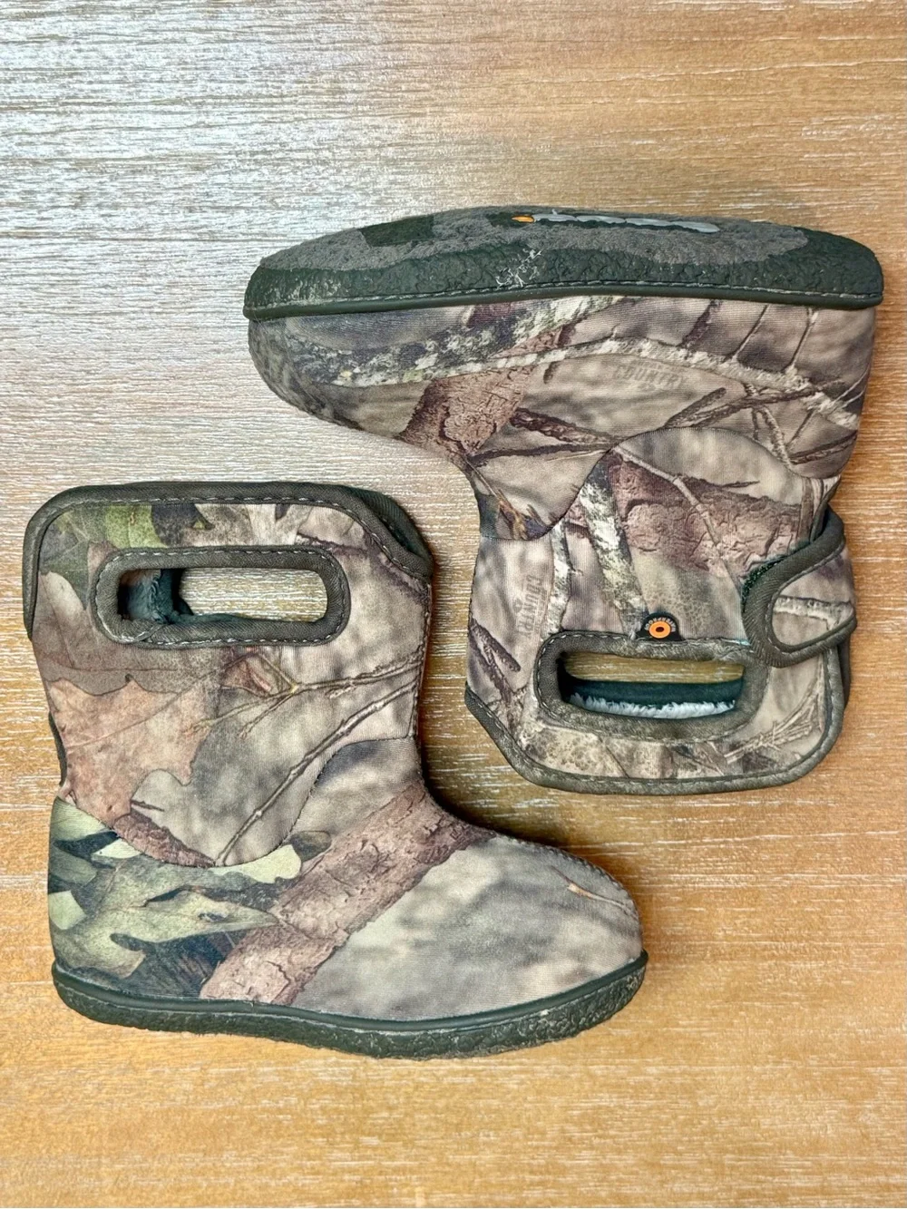 Baby Bogs II Rain Boots Waterproof Imsulated Mossy Oak Pull On Handles Sz 7